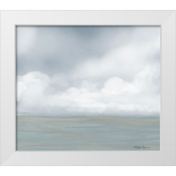 Maria, Robin 22x20 White Modern Wood Framed Museum Art Print Titled - Misty Ocean I