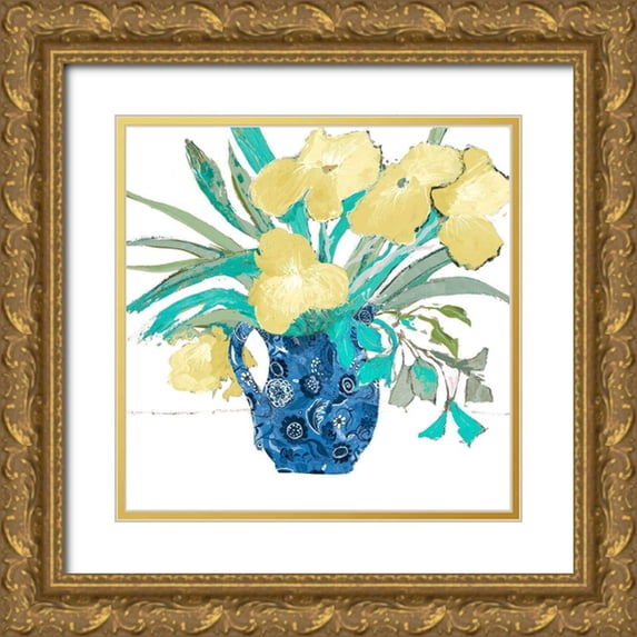 Maria, Robin 26x26 Gold Ornate Wood Framed with Double Matting Museum Art Print Titled - Yellow Springtime