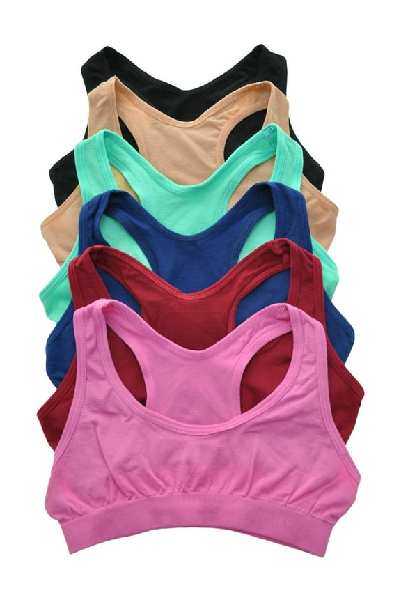 Girls Seamless Racerback Bralettes (6-Pack)