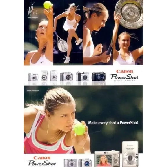 Maria Sharapova 2 Canon PowerShot 2005 tennis postcards