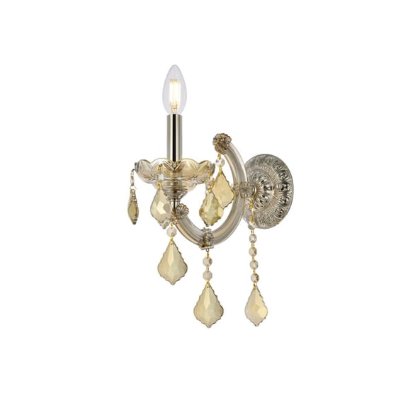 Maria Theresa 1 light Golden Teak Wall Sconce Golden Teak (Smoky) Royal Cut Crystal