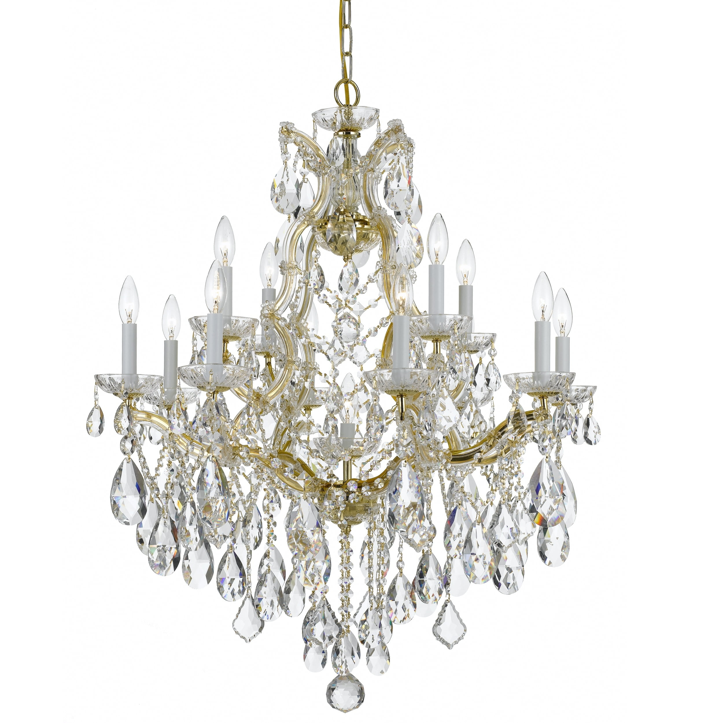Maria Theresa 13-Light Gold Chandelier with Clear Hand Cut Crystals