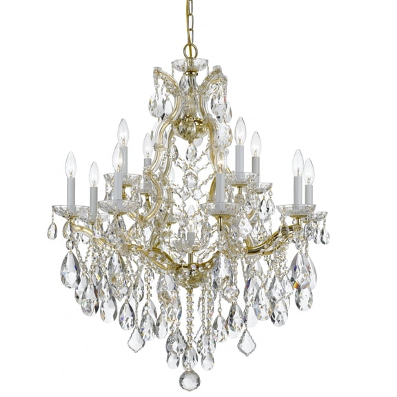 Crystorama Maria Theresa 13 Light Clear Crystal Gold Chandelier - 28'' W x 32'' H