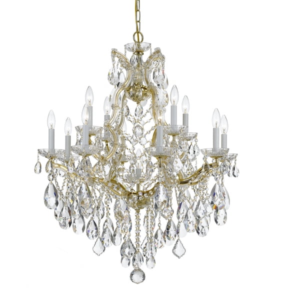 Maria Theresa 13 Light Spectra Crystal Gold Chandelier by Crystorama 4413-GD-CL-SAQ in Gold Finish