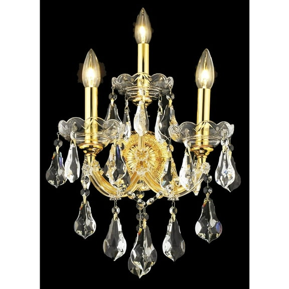 Maria Theresa 3 light Gold Wall Sconce Clear Royal Cut Crystal