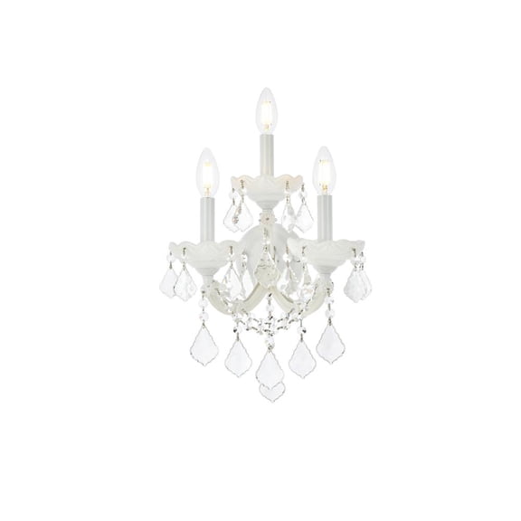Maria Theresa 3 light white Wall Sconce Clear Royal Cut Crystal