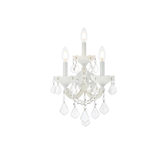 Maria Theresa 3 light white Wall Sconce Clear Royal Cut Crystal