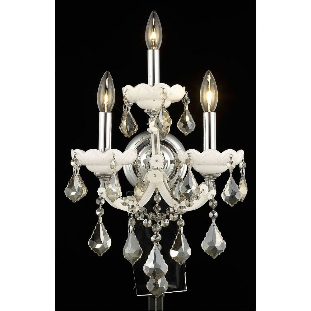 White Crystal Trim Dimmable Wall Sconce with Royal Cut