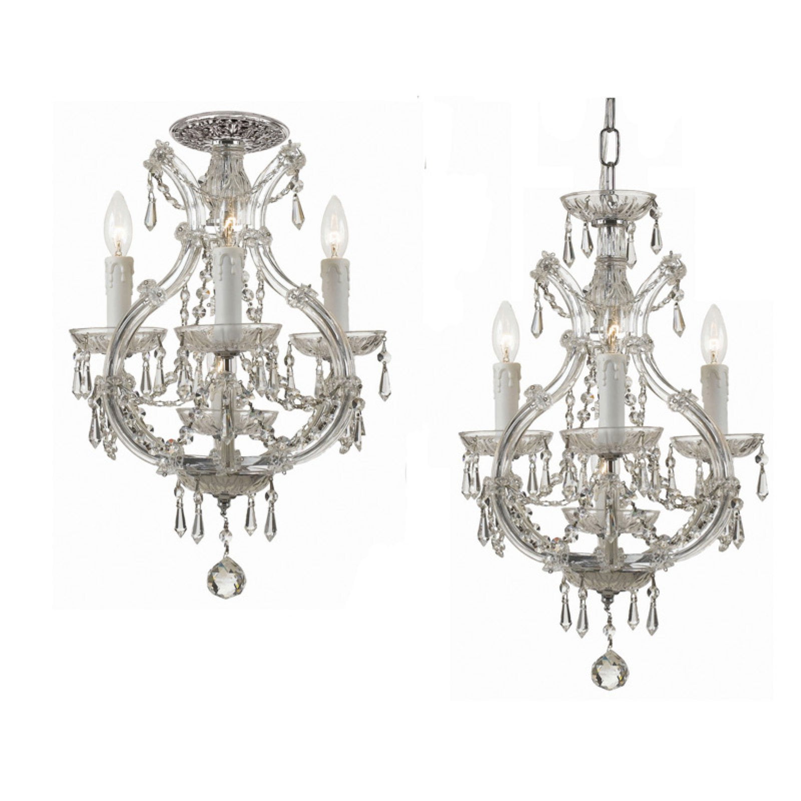 Maria Theresa 4-Light Chrome Mini Chandelier with Clear Italian Crystals