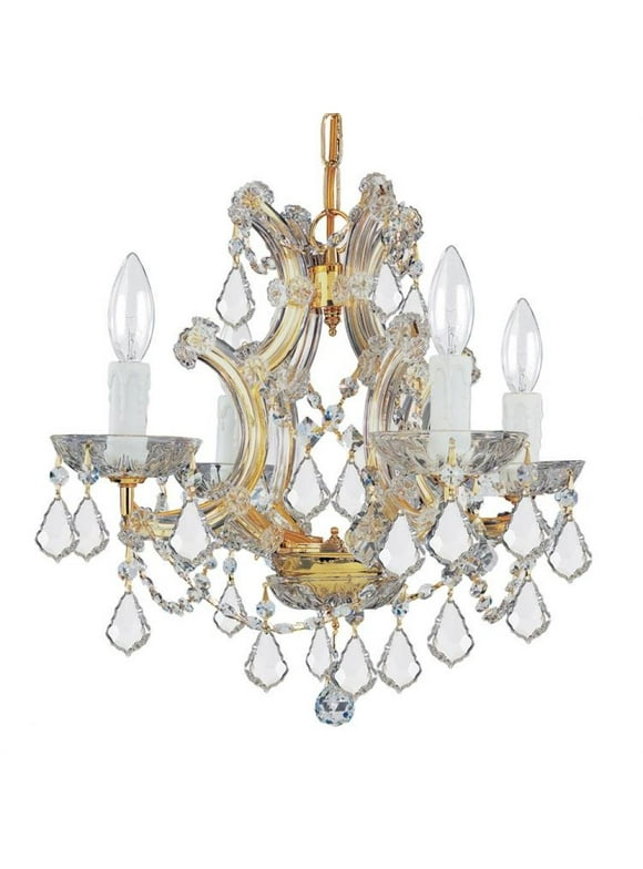 Maria Theresa 4 Light Spectra Crystal Gold Mini Chandelier by Crystorama 4474-GD-CL-SAQ in Gold Finish