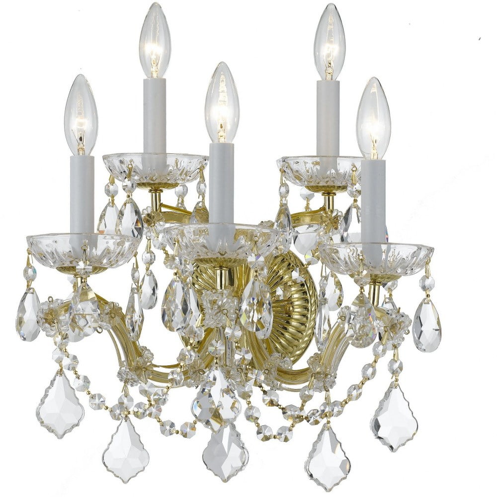 La Scala 5 Light 120V Wall Sconce in Etruscan Gold with Clear Radiance Crystal main image 1