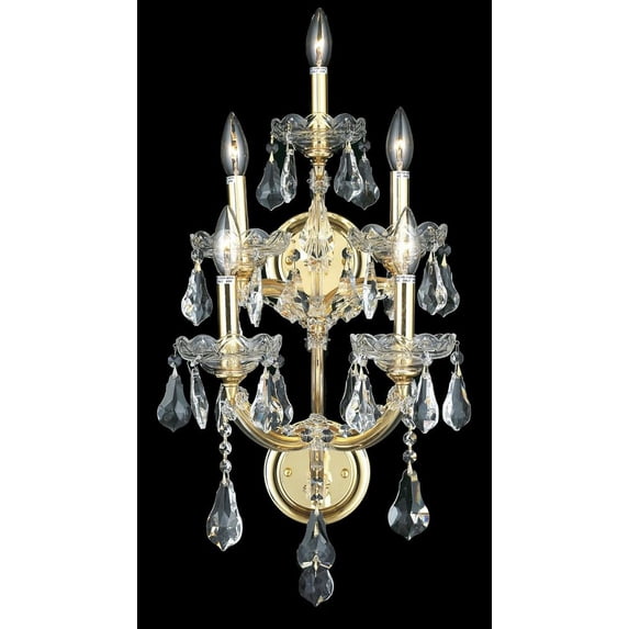 Maria Theresa 5 light Gold Wall Sconce Clear Royal Cut Crystal