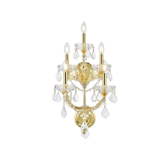 Maria Theresa 5 light Gold Wall Sconce Clear Royal Cut Crystal