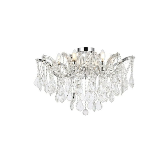 Maria Theresa 6 light Chrome Flush Mount Clear Royal Cut Crystal
