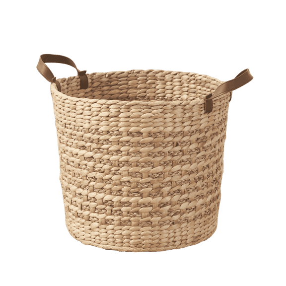 Maria Water Hyacinth Woven Round Multi Use Brown Storage Basket - Large