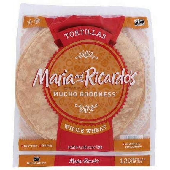 Maria and Ricardos Whole Wheat Tortilla, 12 inch -- 10 per case.