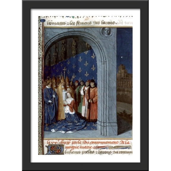Maria of Brabants coronation in the Sainte Chapelle of Paris 28x40 Large Black Wood Framed Print Art by Jean Fouquet