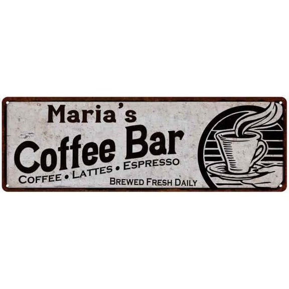 Maria's Coffee Bar Sign Kitchen Decor 6x18 206180007008