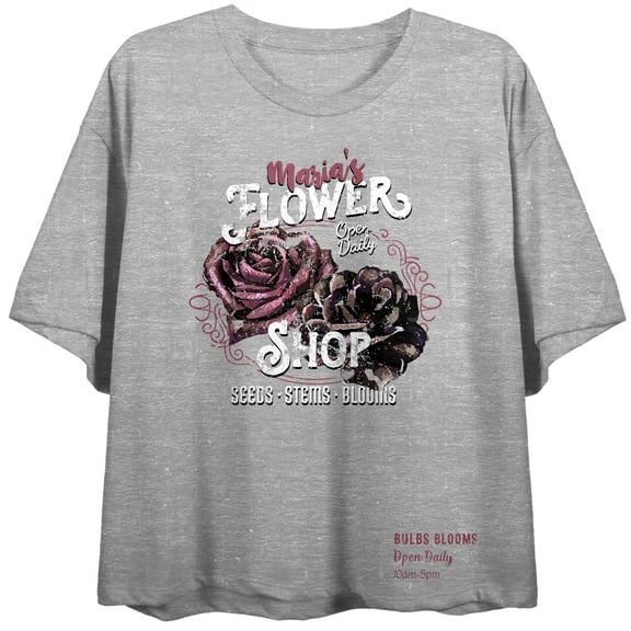 Maria's Flower Shop Crew Neck Short Sleeve Pelican Women's Crop Top-XL