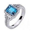 thumbnail image 1 of MariaKinz Gold Plated Silver A+ CZ t.w. Emerald Cut Topaz Created Ring, 1 of 5