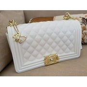 MariaKinz Jelly Crossbody/Shoulder Purse/Handbag Golden for Women (White)