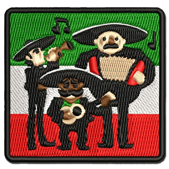 Mariachi Band Mexican Musical Group Applique Multi-Color Embroidered Iron-On Patch - 2.5 Inch Small