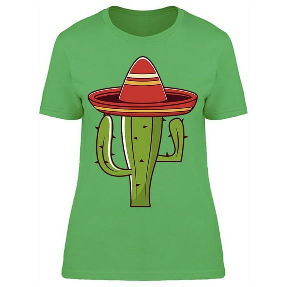 Mariachi Hat On Cactus Mexico T-Shirt Women -Image by Shutterstock, Female Medium