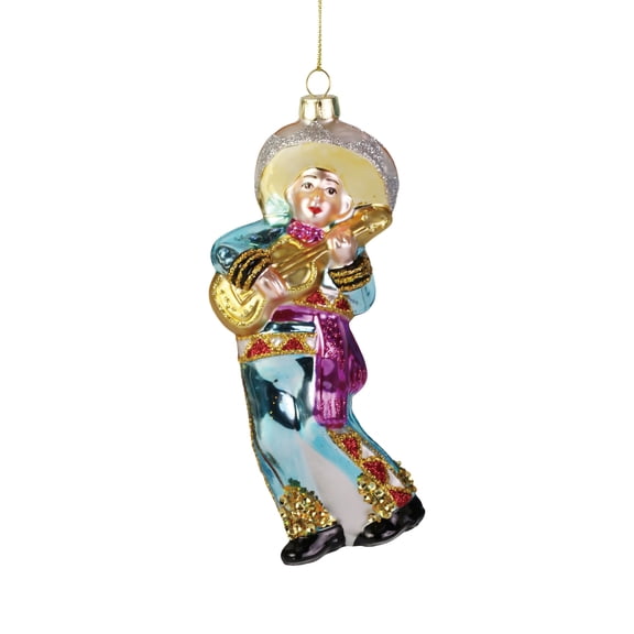 Mariachi Musician Glass Ornament with Glitter Accents Dept 56