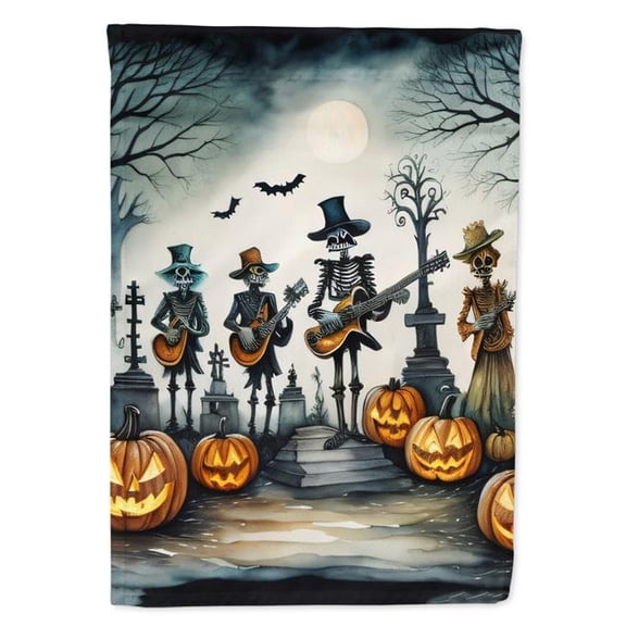 Mariachi Skeleton Band Spooky Halloween House Flag