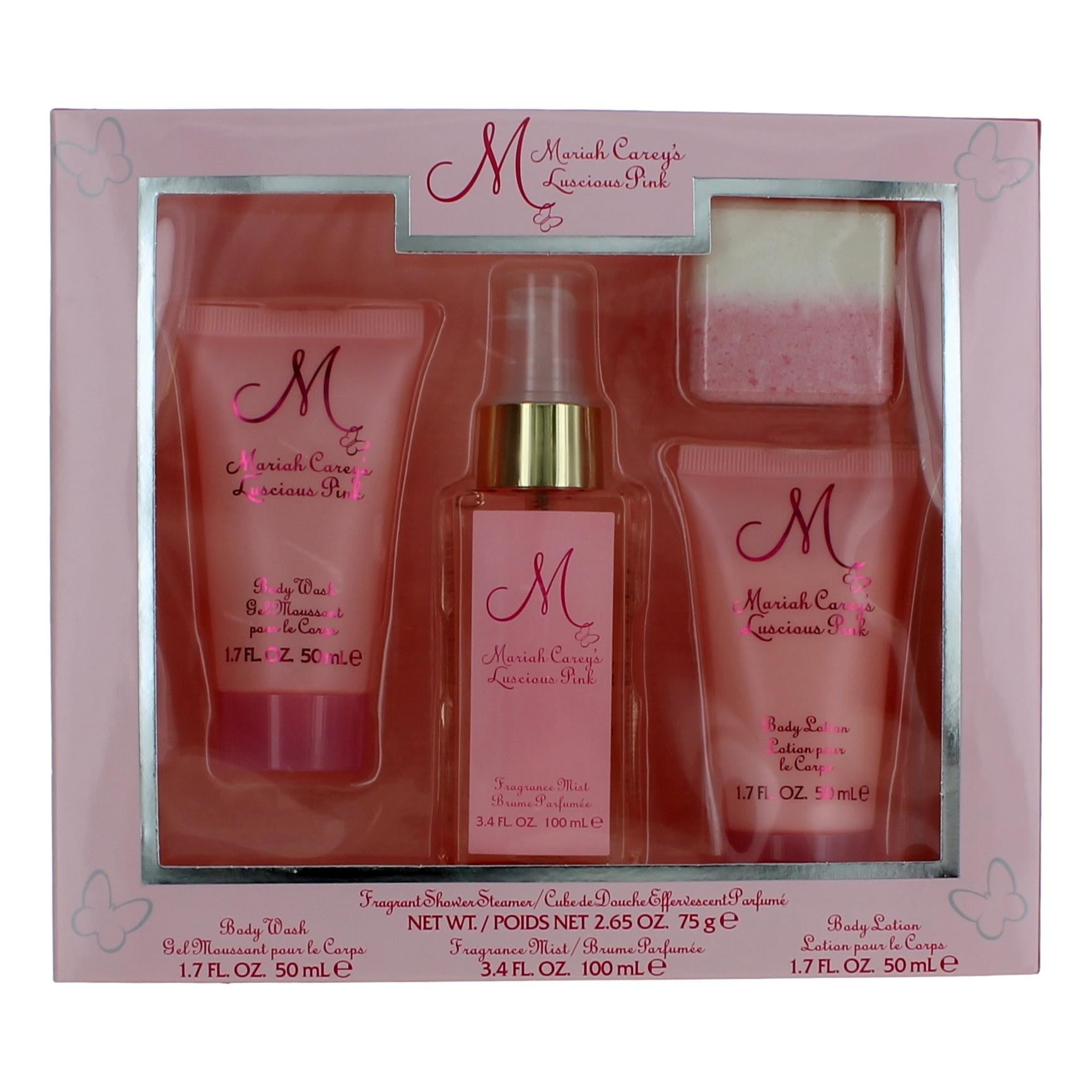 Mariah Carey Luscious Pink Fragrance Bath Set for Women, 4 Pieces: Body  Wash, Mist, Lotion, Shower Steamer - Walmart.com