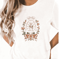 thumbnail image 1 of Marian Floral Scriptural Graphic softness Tee T-Shirt Top Print Short Sleeve Round Neck White S-5XL, 1 of 4