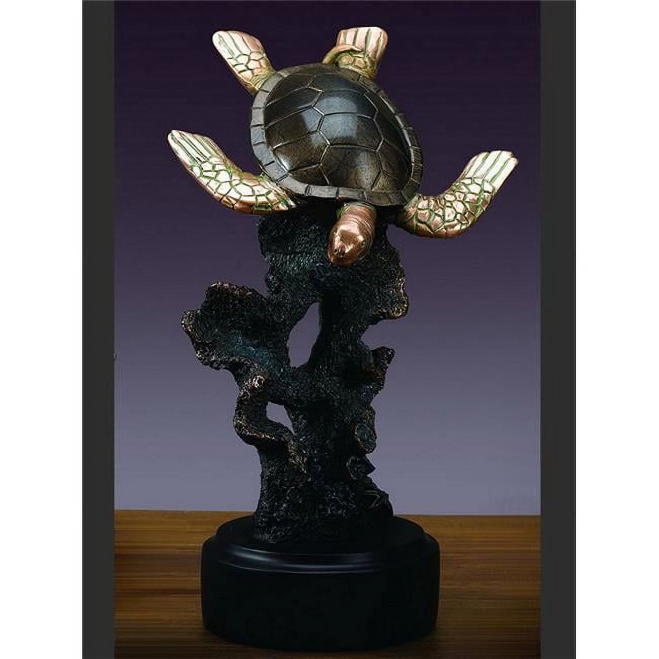 Bronze Electro-Plated Sea Turtle Statue on Decorative Base