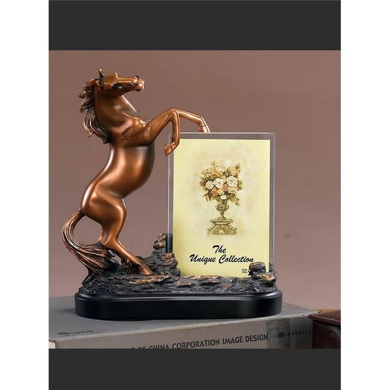 Bronze Horse Sculpture Picture Frame 8.5 x 9.5 Inch