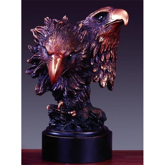 Marian Imports F15101 Two Eagle Heads Bronze Plated Resin Sculpture