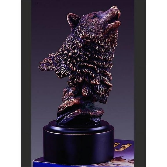 Marian Imports F15114 4 x 7.5 in.Treasure of Nature Howling Bronze Wolf Head Statue
