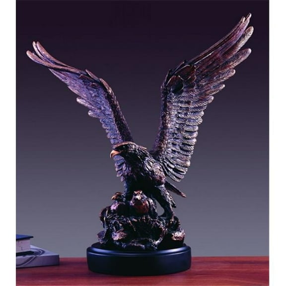 Marian Imports F51116 Eagle With Two Chicks Bronze Plated Resin Sculpture