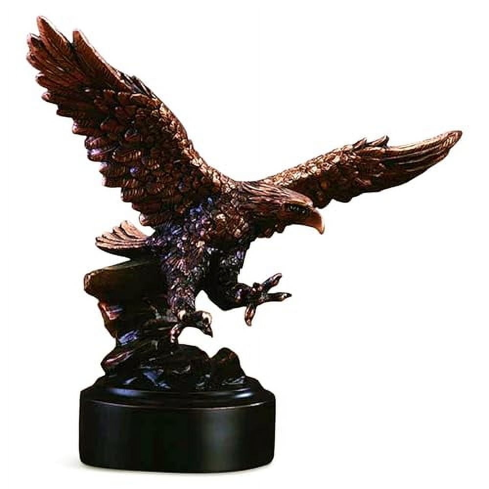Bronze Finish Resin Flying Eagle Statue on Circular Base
