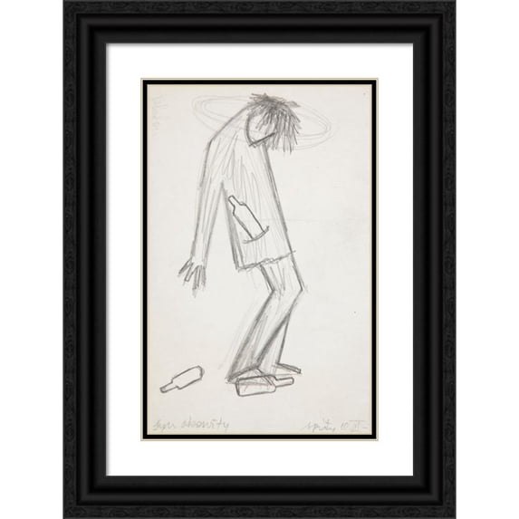 Marian Kopf 13x18 Black Ornate Wood Framed Double Matted Museum Art Print Titled - Syn Okowity - Spity (1965-1969)