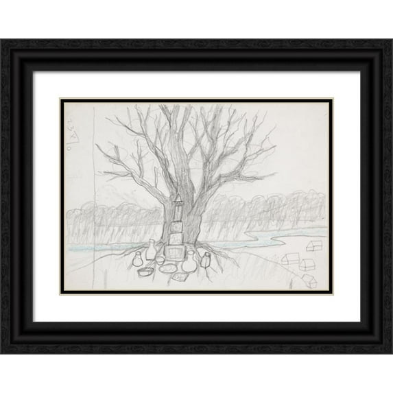 Marian Kopf 14x11 Black Ornate Wood Framed Double Matted Museum Art Print Titled: Holy Oak (Prasłowianie) (1965-1969)