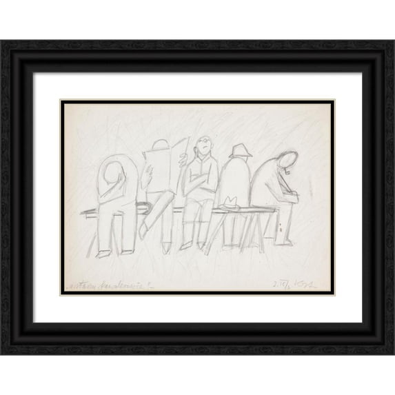 Marian Kopf 14x11 Black Ornate Wood Framed Double Matted Museum Art Print Titled: Old Bachelors (1965-1969)