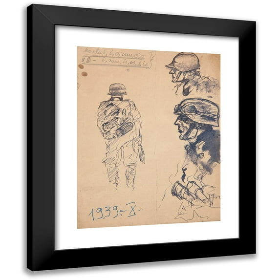 Marian Kopf 19x24 Black Modern Framed Museum Art Print Titled - Sketches of German Soldiers (1939)