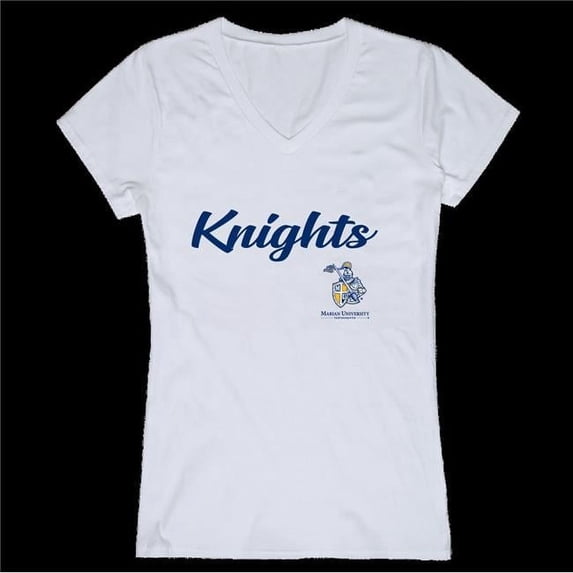 Marian University Knights Script Women T-Shirt, White - Extra Large