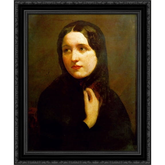 Mariana 20x24 Black Ornate Wood Framed Canvas Art by Millais, John Everett