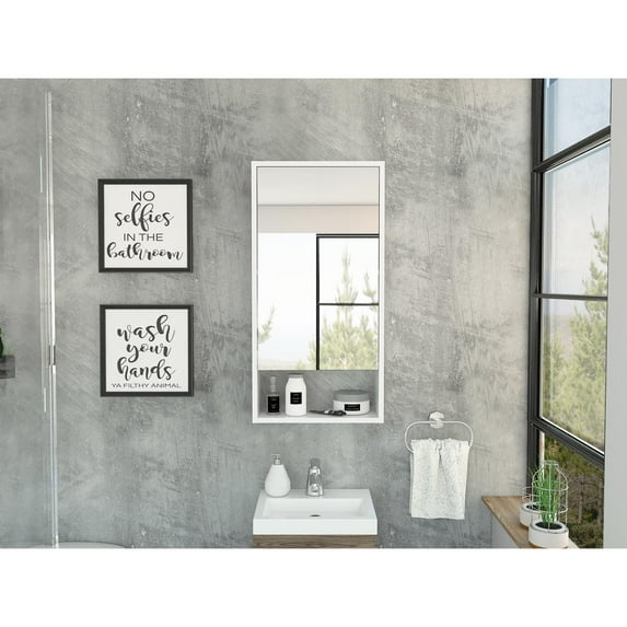 TUHOME Mariana Medicine Cabinet with Mirror Door and Large External Shelf