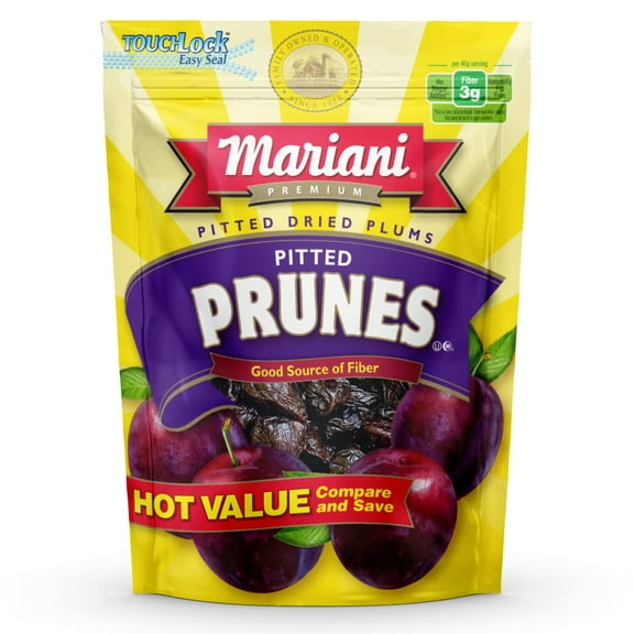 Mariani Pitted Prunes, 18 oz Resealable Bag (Pack of 48)