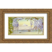Marianne North 2x Matted 24x16 Gold Ornate Framed Art Print Distant View of Mount Fujiyama, Japan, and Wistaria