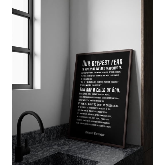 Marianne Williamson Our Deepest Fear: Feminist Typography, Empowering Poster, Poster Only