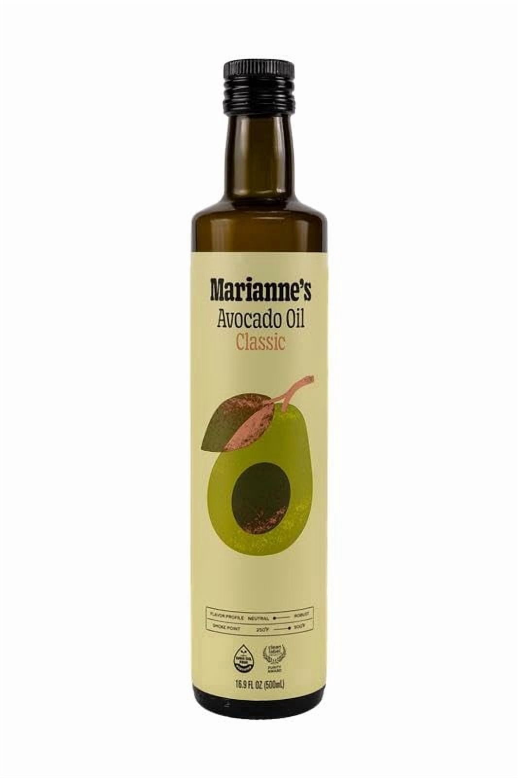 Marianne’s Classic Avocado Oil: 100% Pure Avocado Cooking Oil for Frying, Sautéing & Baking, Neutral Flavor, High-Heat Performance Up to 500°F, Clean Label Project Purity Award, Easy-Pour Bottle