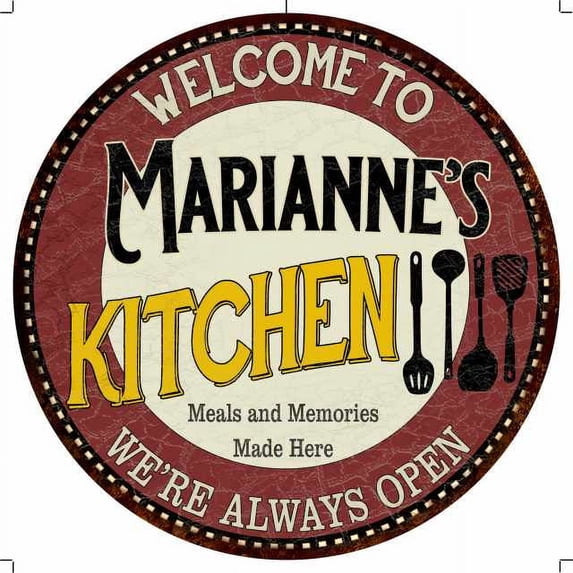 Marianne's Kitchen 14" Round Metal Sign Bar Game Room Wall Decor 100140040382