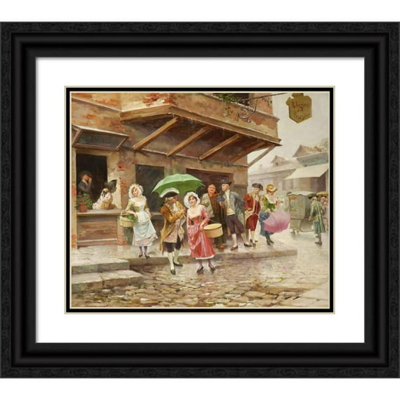 Mariano Alonso-Pérez 17x15 Black Ornate Wood Framed Double Matted Museum Art Print Titled - Paseo Matinal (A Morning Walk)